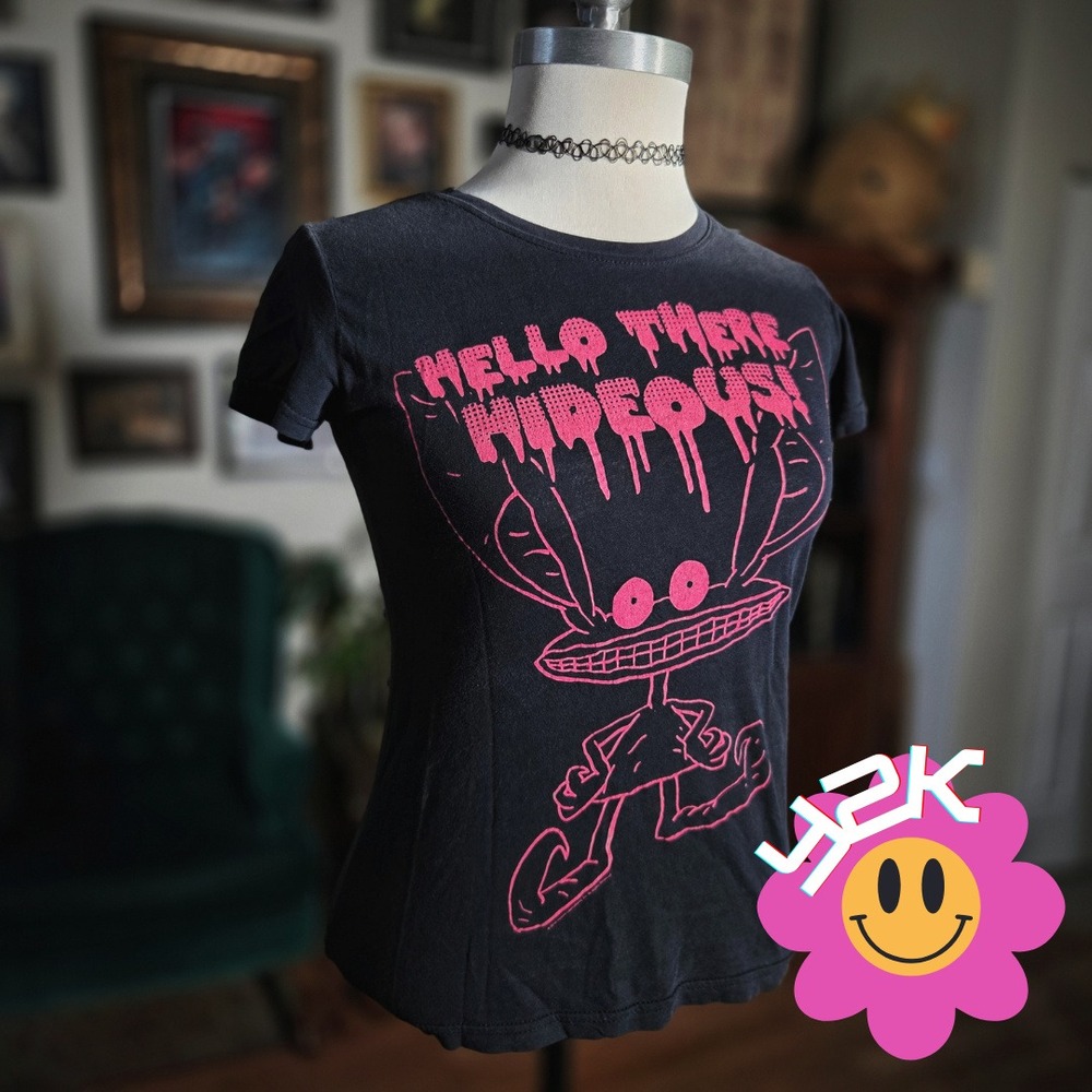 Nickelodeon Ahh! Real Monsters Ickis Hello There Graphic T-Shirt Y2K Cartoon Tee